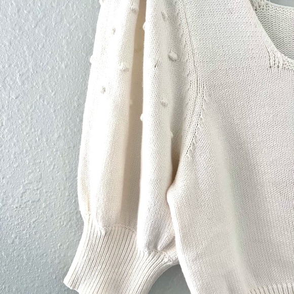 BCBGeneration White square Neck Sweater with Puff Sleeves and Cropped Fit  LARGE - Picture 12 of 12